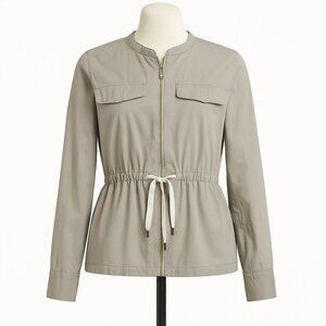Anthropologie Maeve Aviator Jacket with Cinched Waist, Color Beige, Size Medium